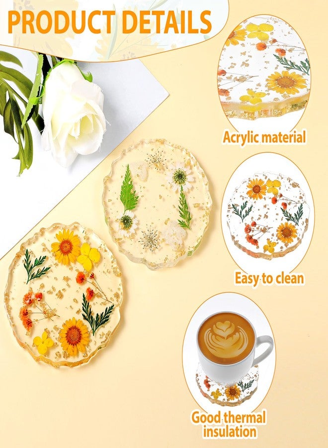 Aeaocvo Desk Coaster Set of 2, Non-Slip Floral Drink Cup Mat, Reusable Cute Coaster Decorations for Desk for Home Office Bar - Image 3